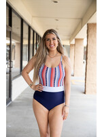 Ocean Outings One-Piece Swimsuit - Navy Stripes