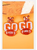 GO! Orange and White Seed Bead Earrings