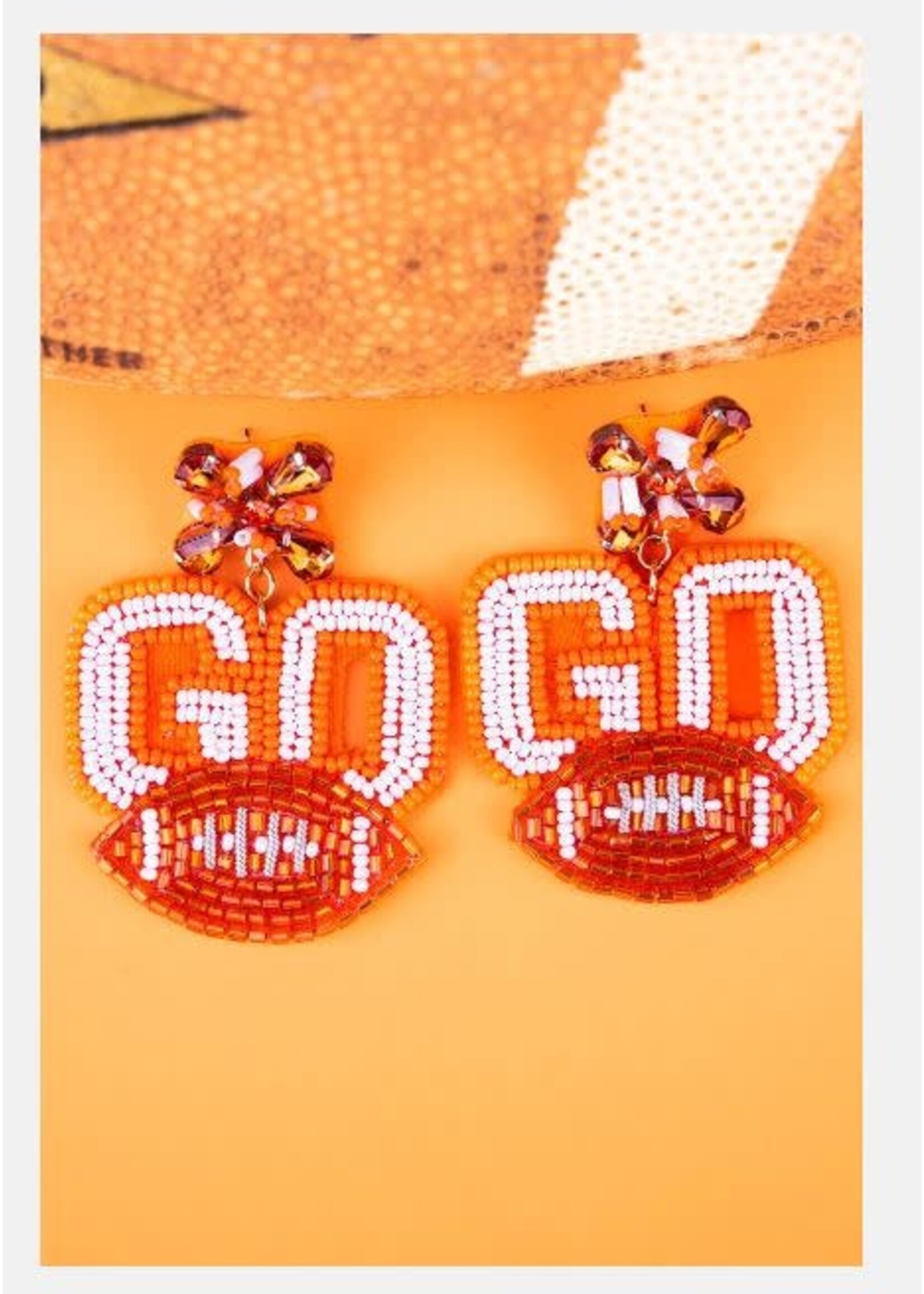 GO! Orange and White Seed Bead Earrings
