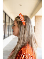 Orange & White Game Day Bead Knotted Headband