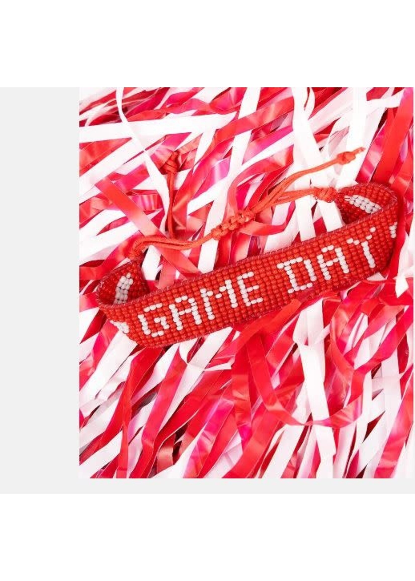Red & White Game Day Beaded Bracelet