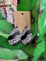 Black & White Leopard Teardrop Earrings