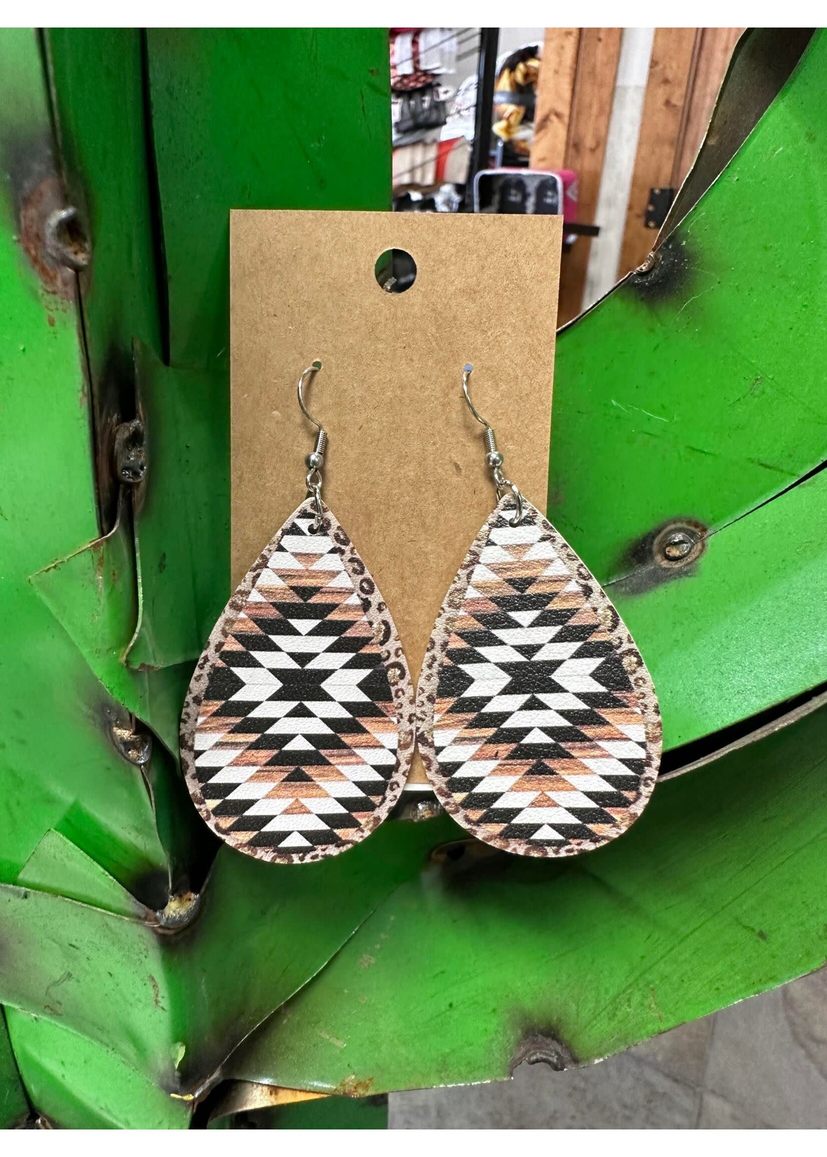 Brown Aztec  Dangle Earrings