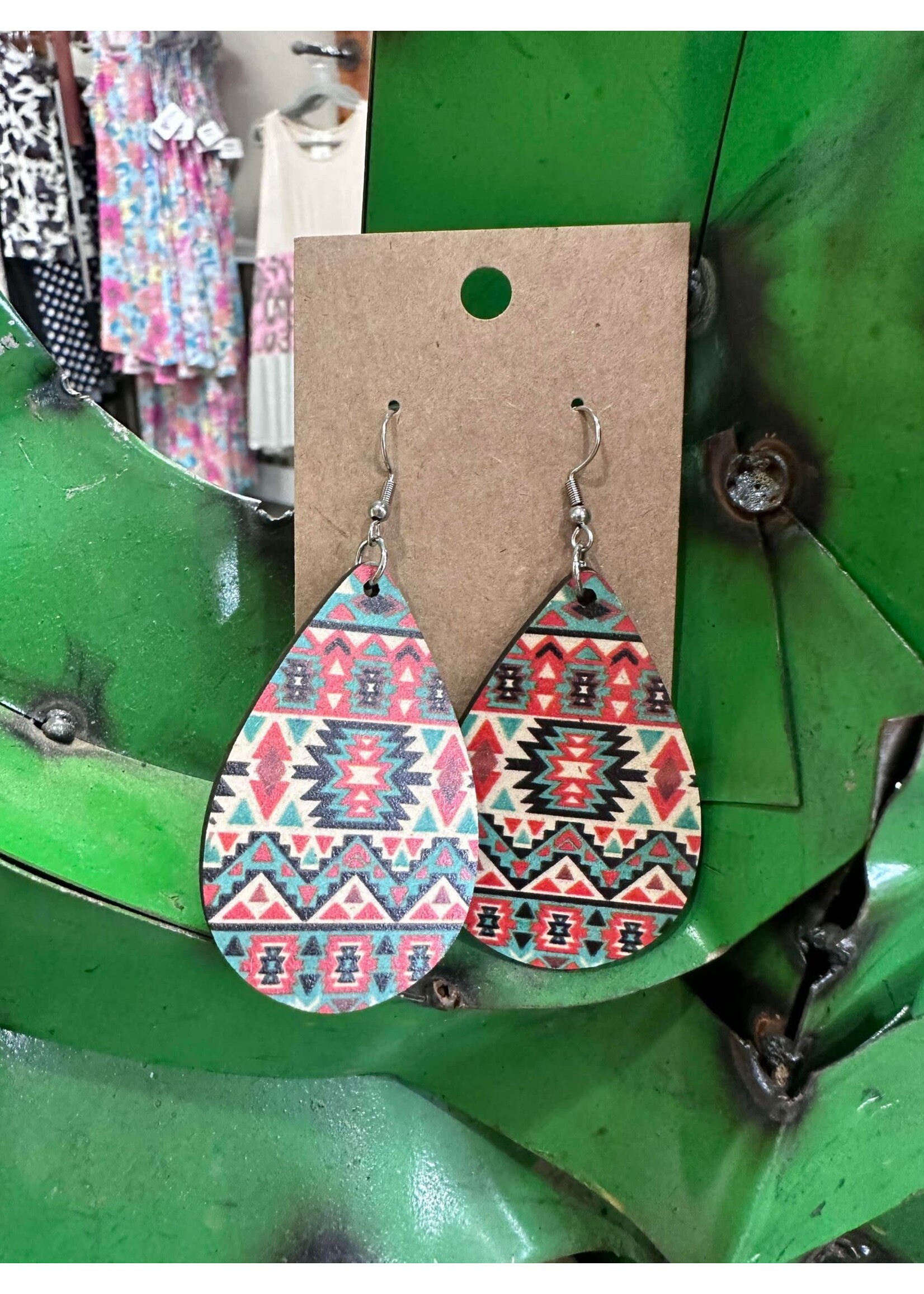 Multi Color Aztec Dangle Earrings