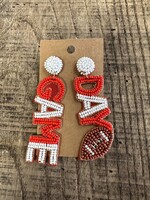 Red & White Game Day Seed Bead Earrings