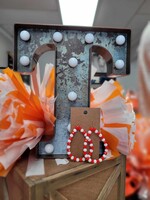 Orange & White Beaded Hoop Earrings