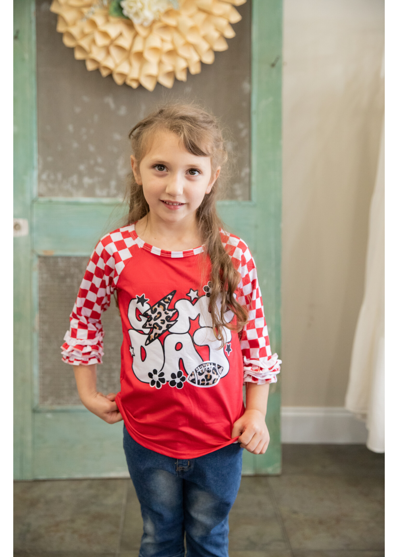 Clover Cottage Game Day Raglan Red