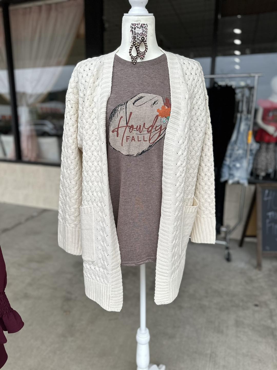 Chunky Knit Cream Cardigan Trixie's Boutique