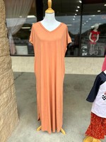 Butter Orange V- Neck Maxi Dress