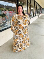 Hayden Curvy Yellow/Taupe Floral Maxi