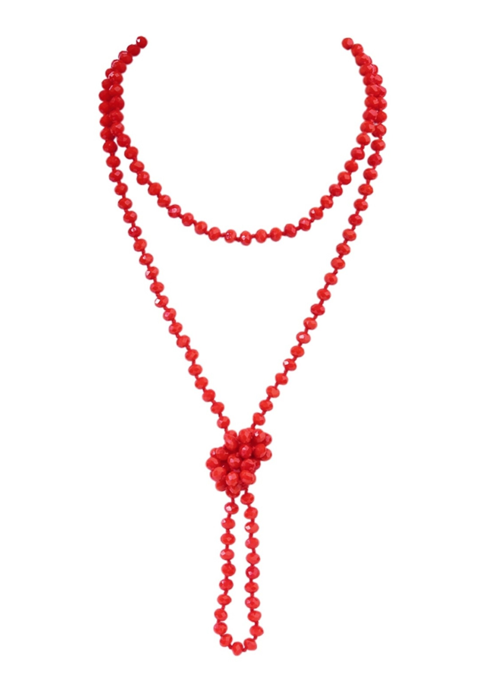 Red Longline Hand Knotted Necklace
