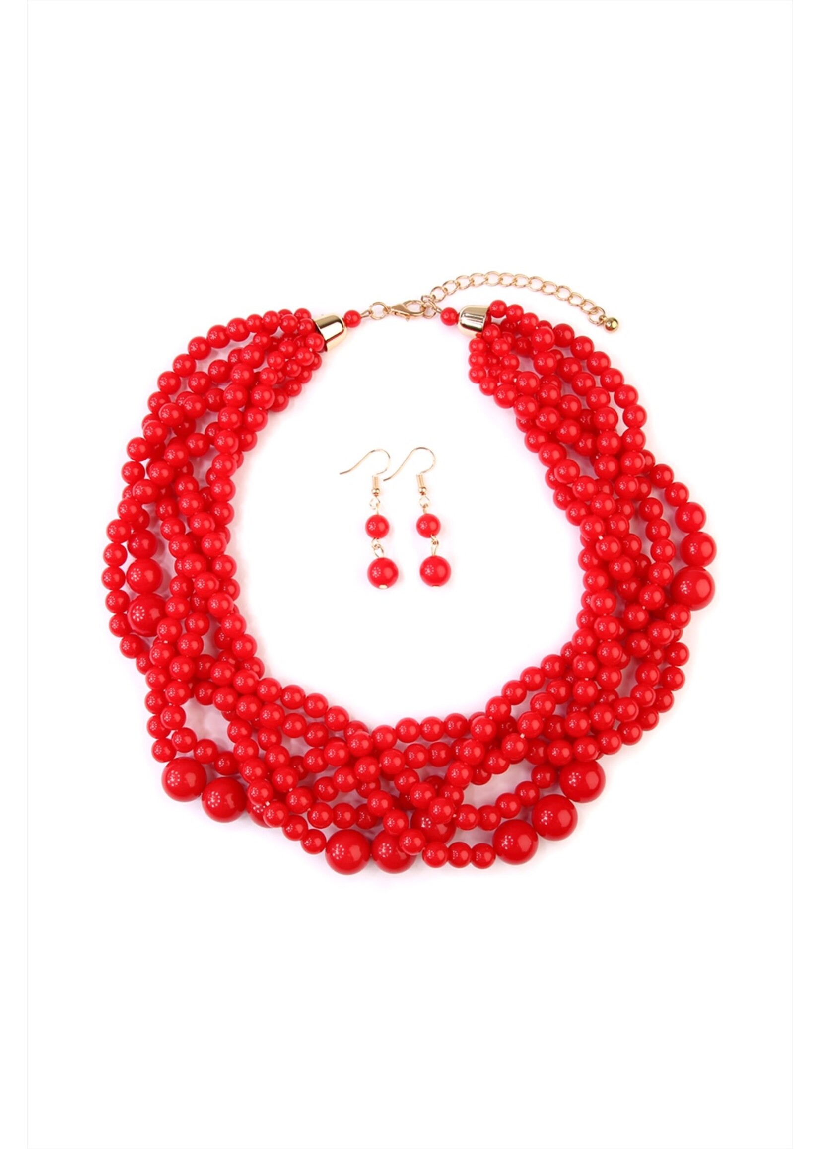 Red Bubble Choker Necklace & Earring Set