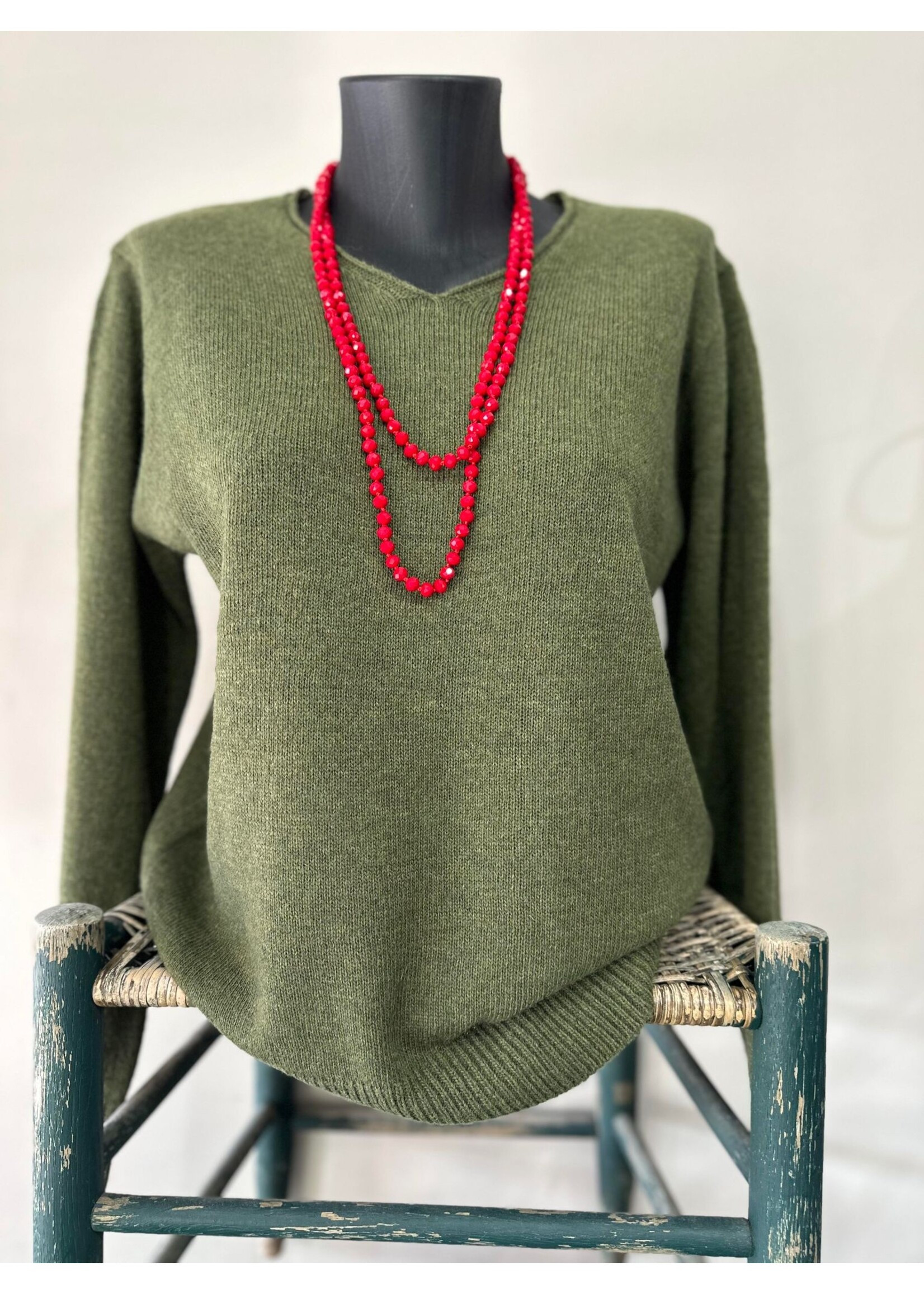 Olive Lightweight Knit Sweater Trixie's Boutique