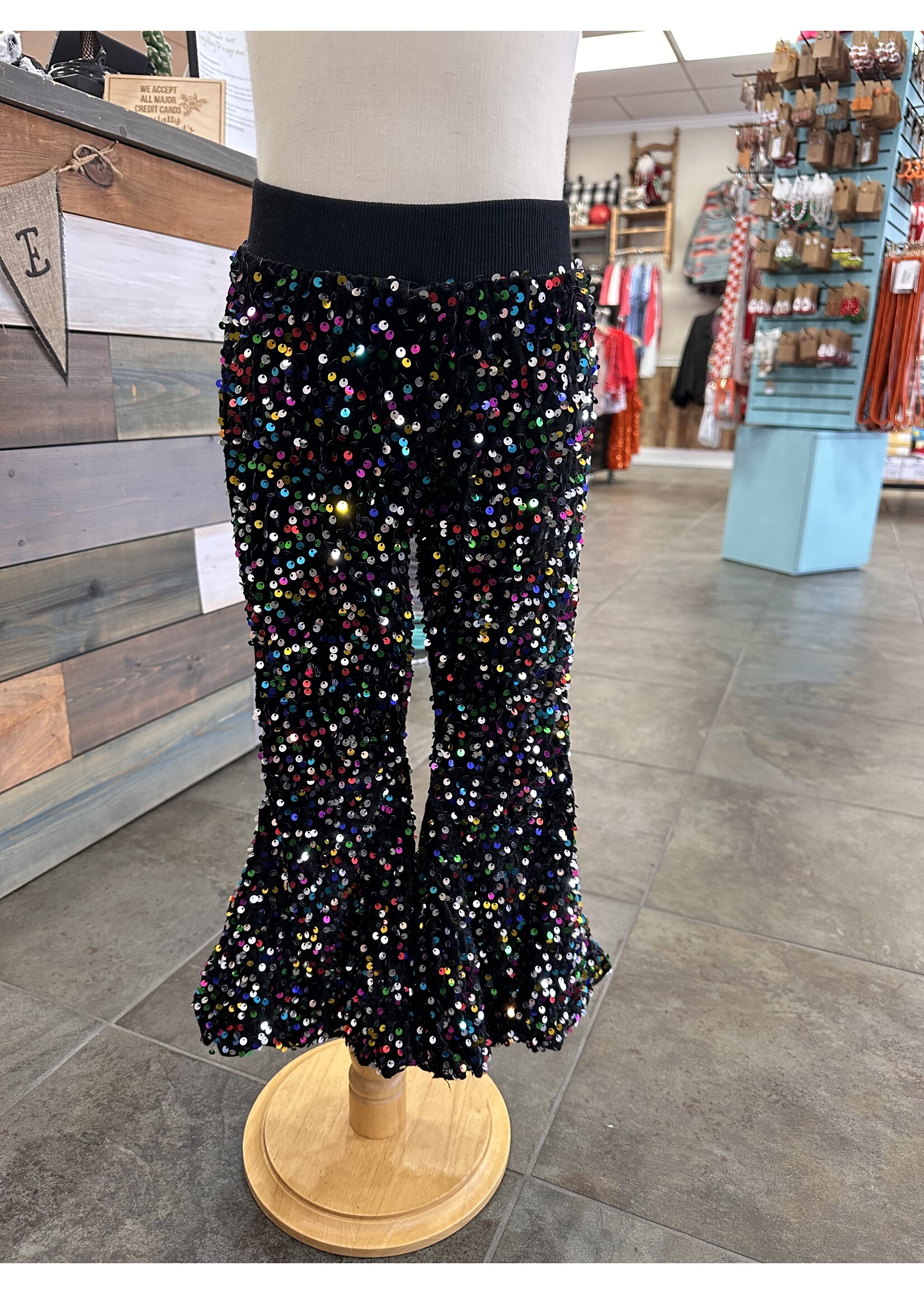 Black Sequin Kids Pants