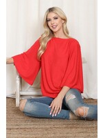 Red Swiss Dot Boat Neck Top