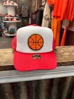 Red/White Basketball Patch Trucker Hat