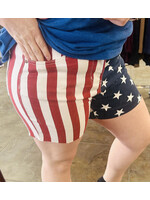 Judy Blue JB HW American Flag Fray Shorts