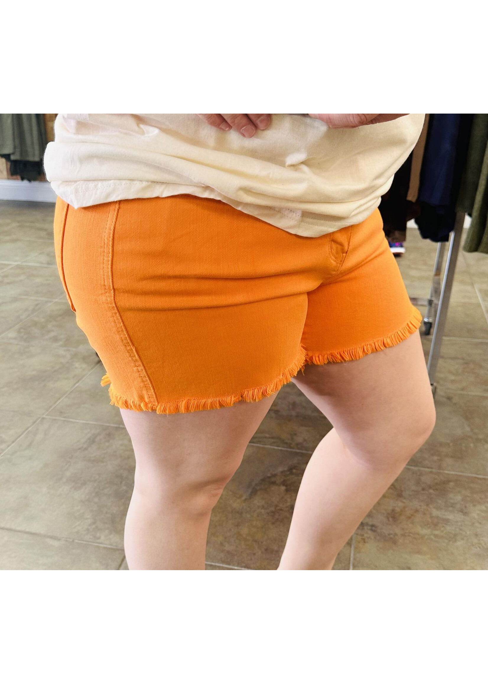 Judy Blue JB Orange Fray Shorts