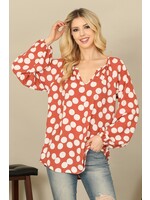 Rust Ivory Polka Dot Top