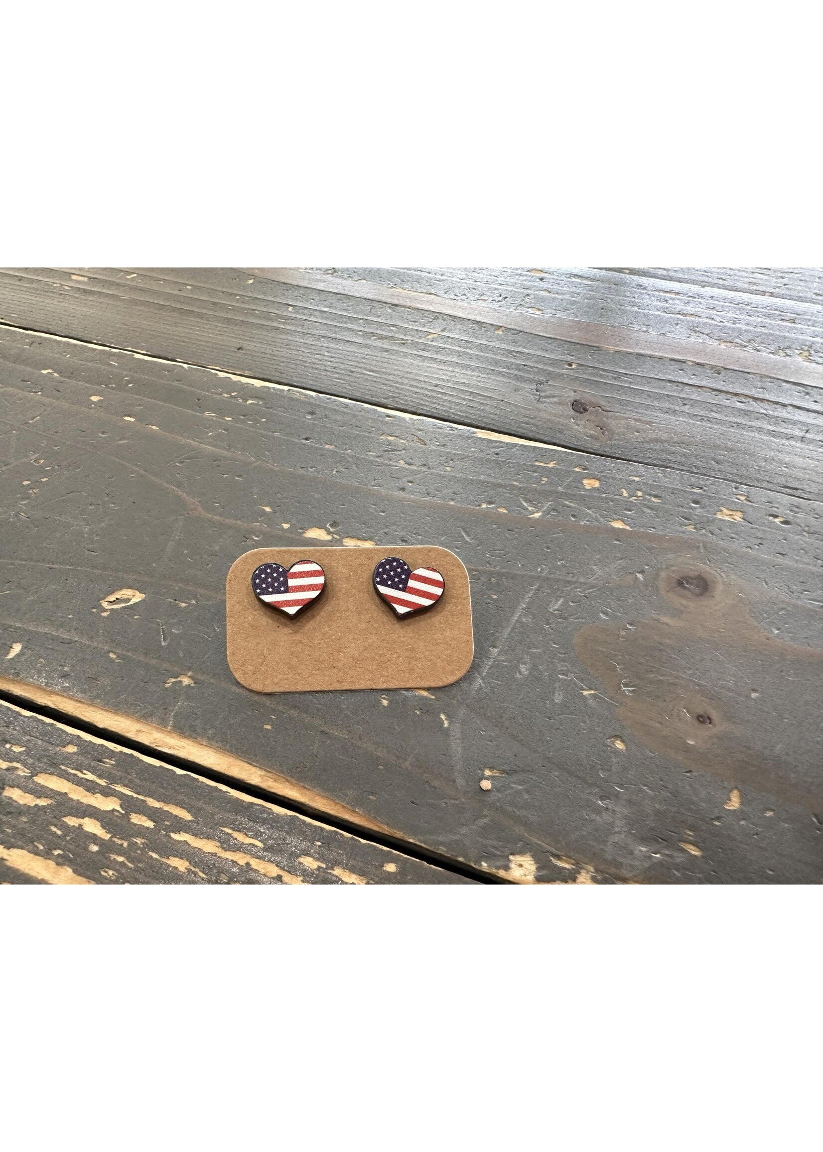 USA Heart Stud Earrings