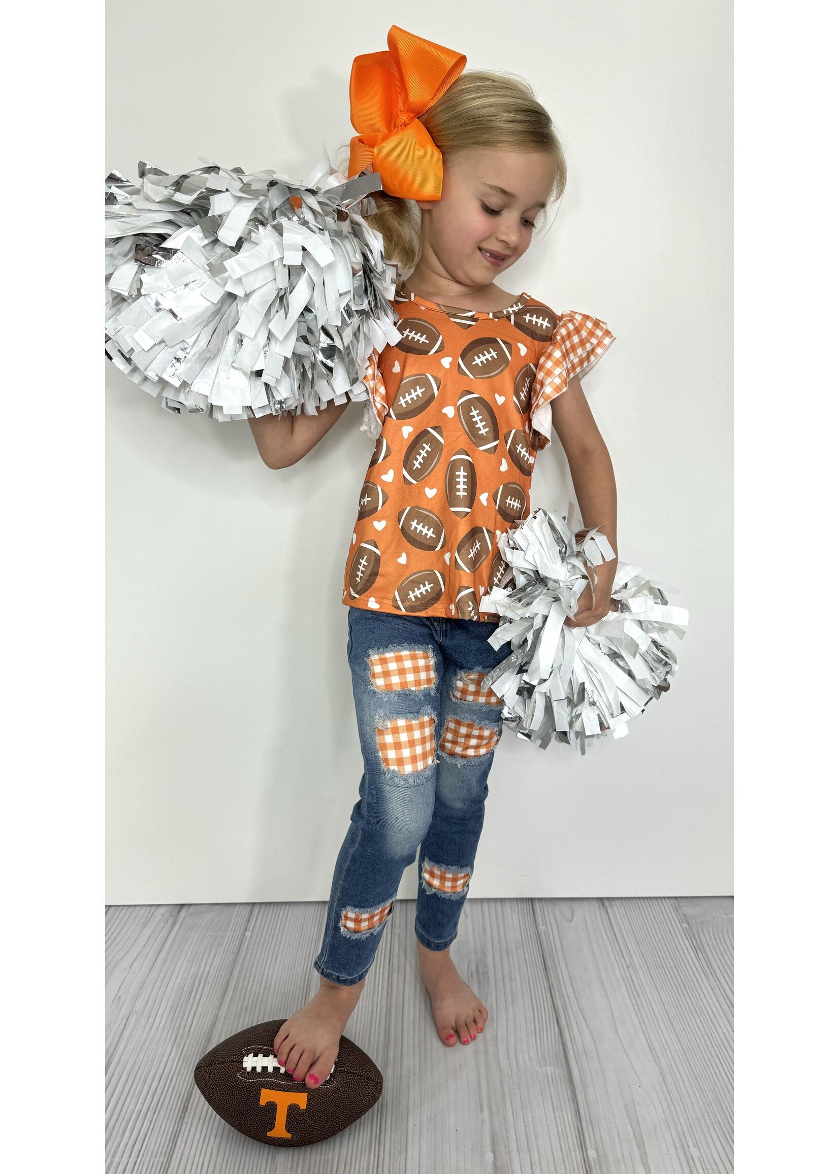 Clover Cottage Orange Checkered Girls Set