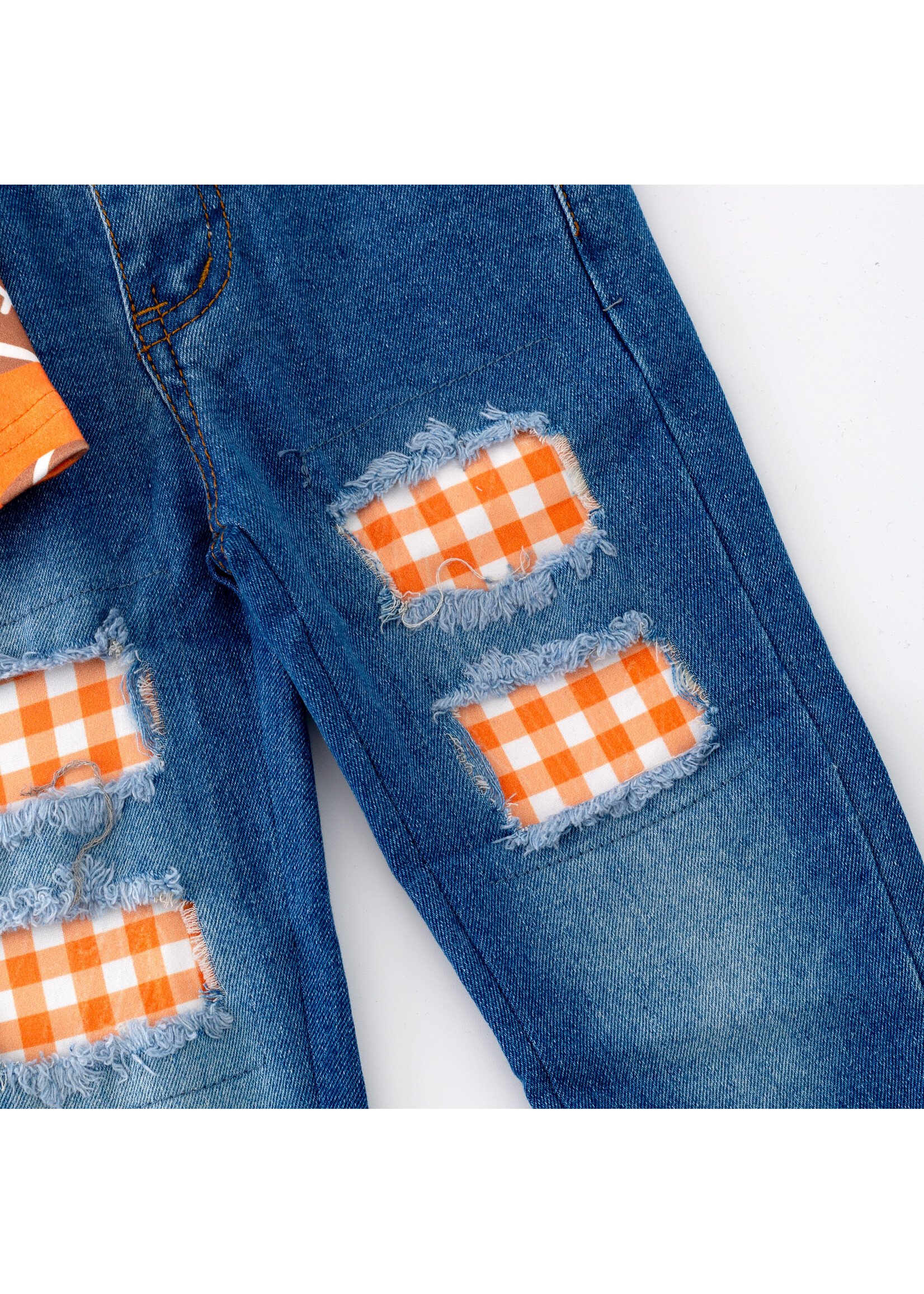 Clover Cottage Orange Checkered Girls Set