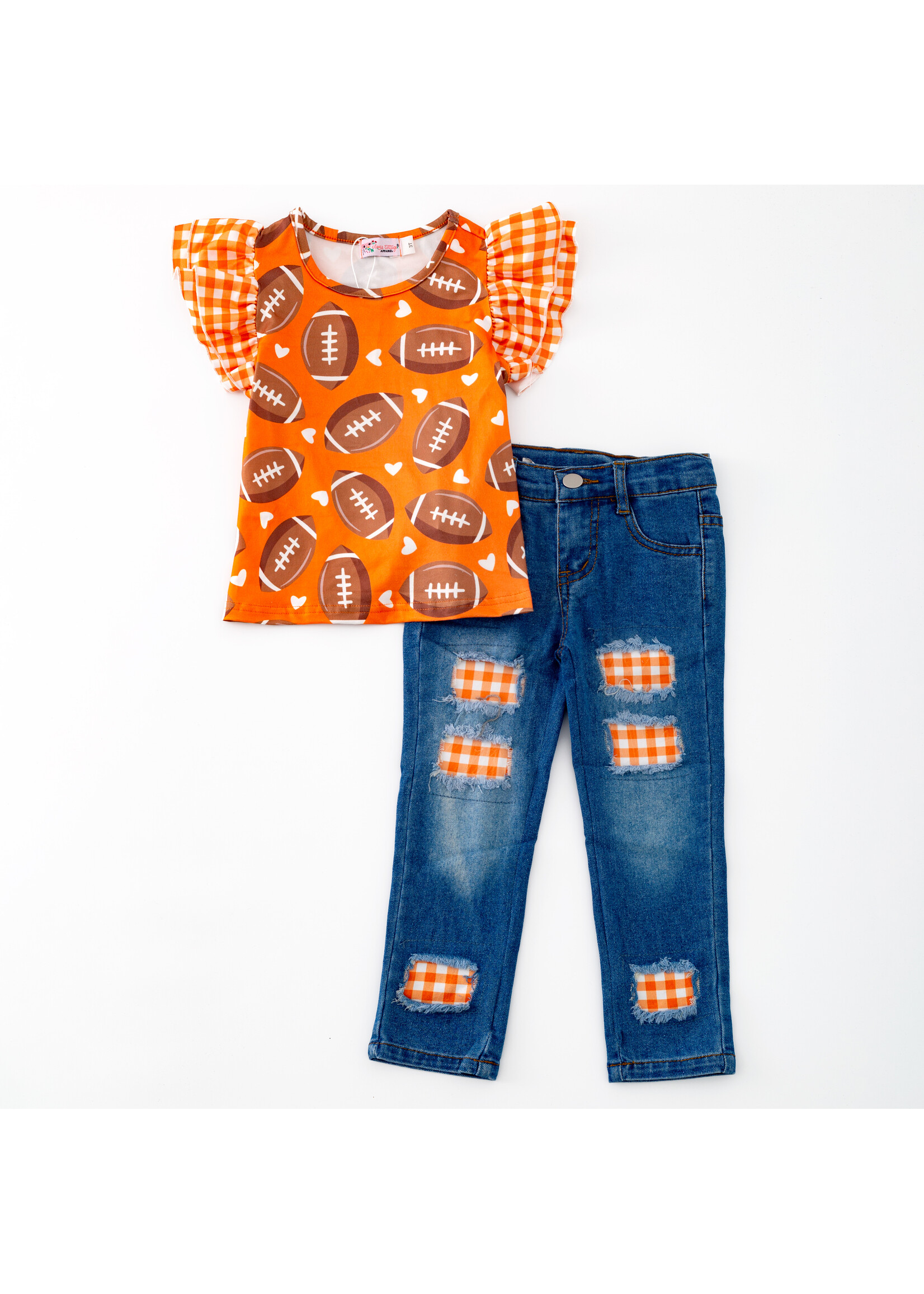 Clover Cottage Orange Checkered Girls Set