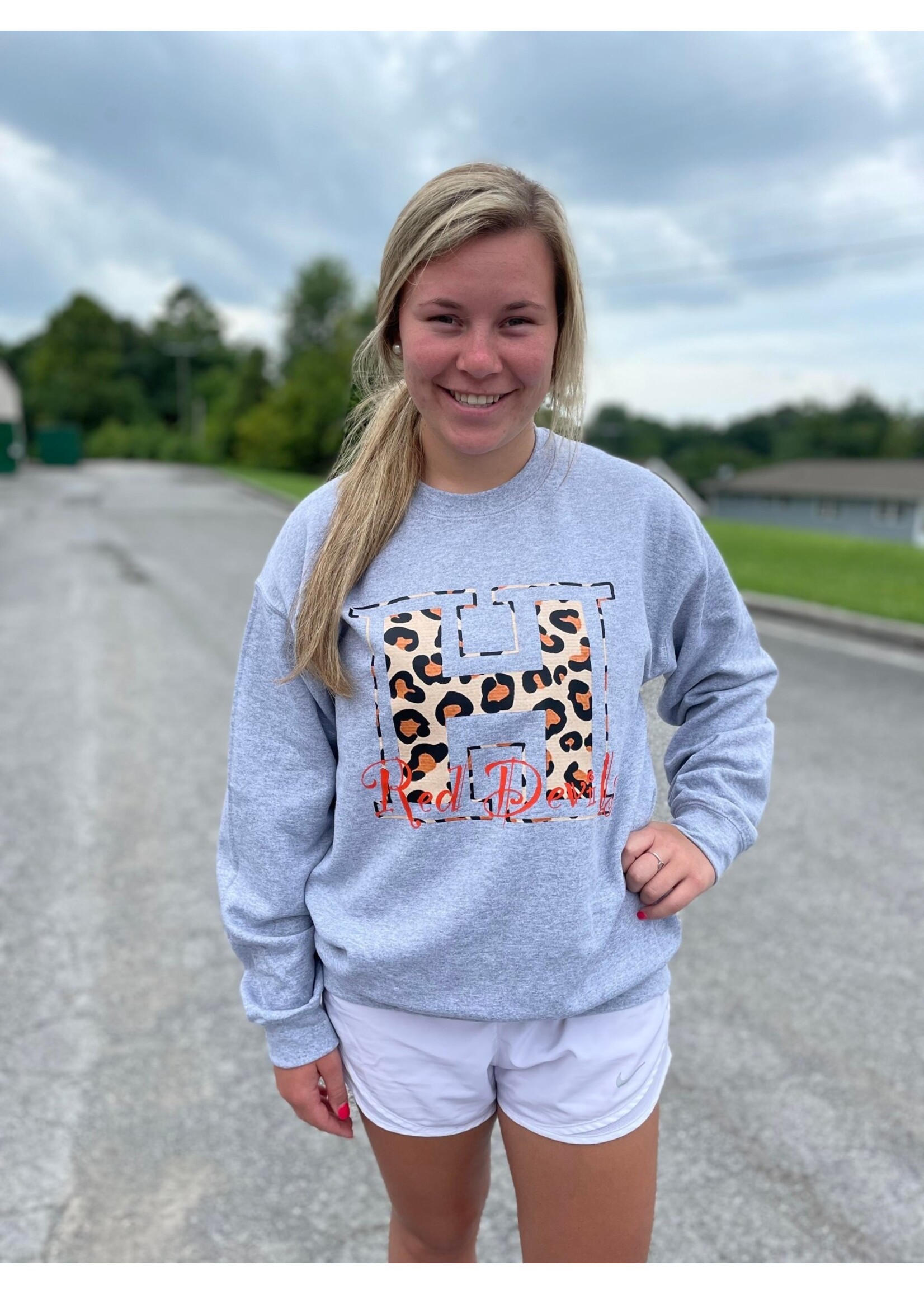 Ash Grey Leopard H  Sweatshirt