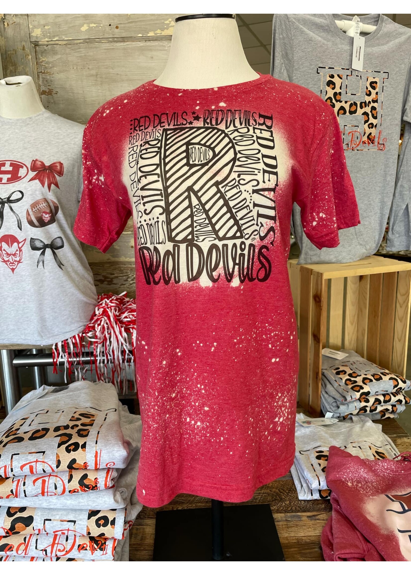 Red Bleached Red Devils Collage Tee