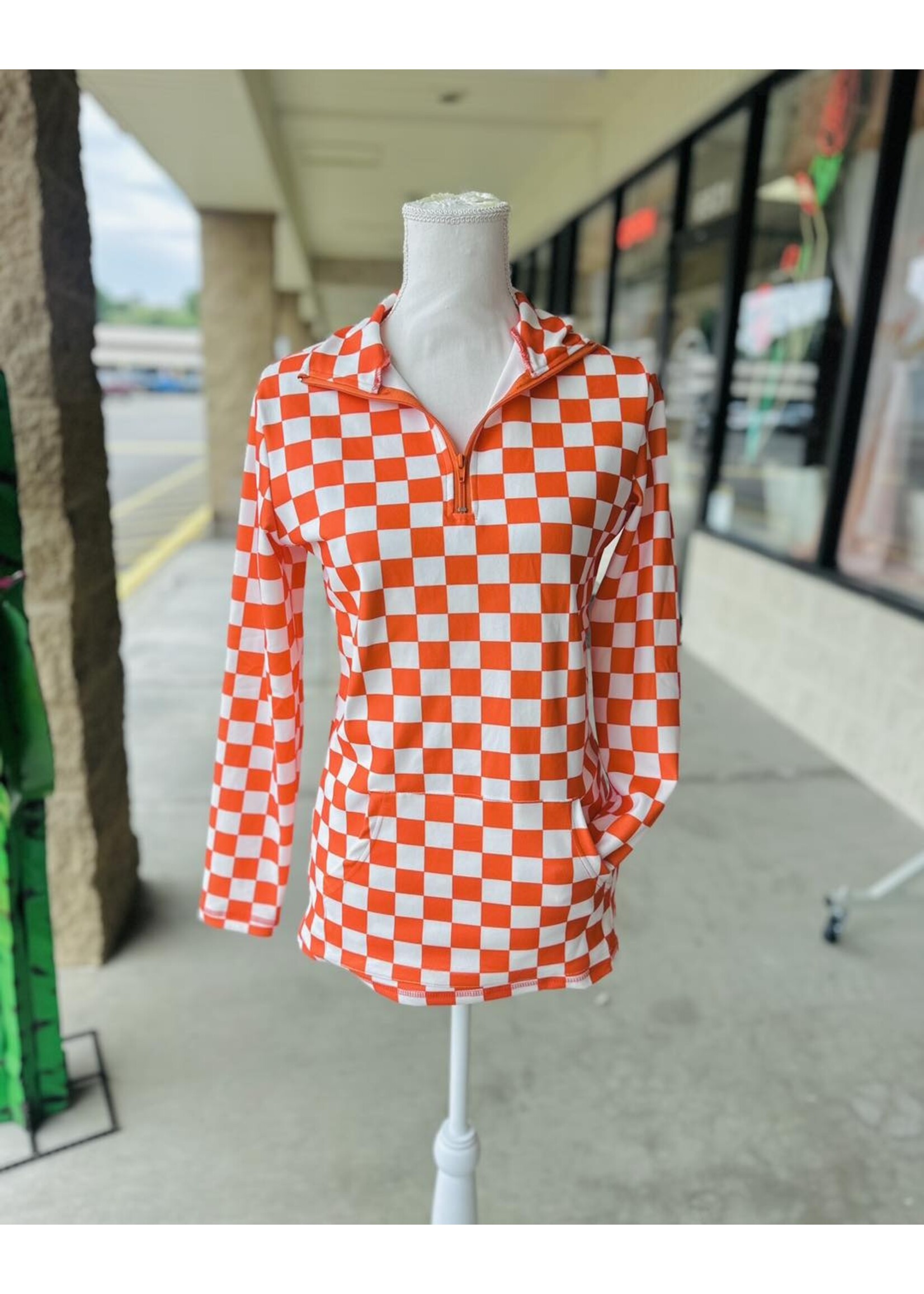 Sterling kreek Orange Checkered Pep Rally Pullover