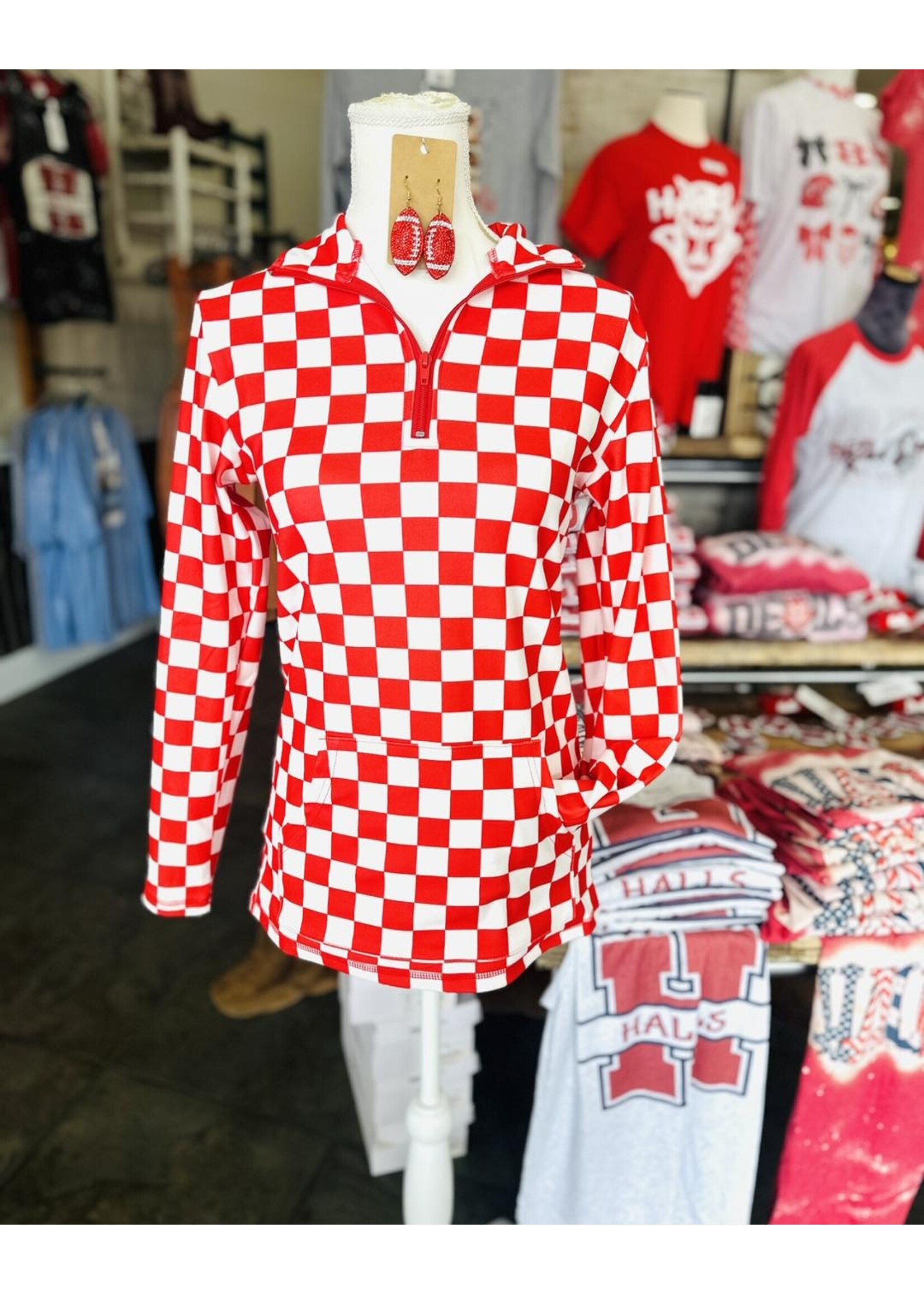 Sterling kreek Red Checkered Pep Rally Pullover