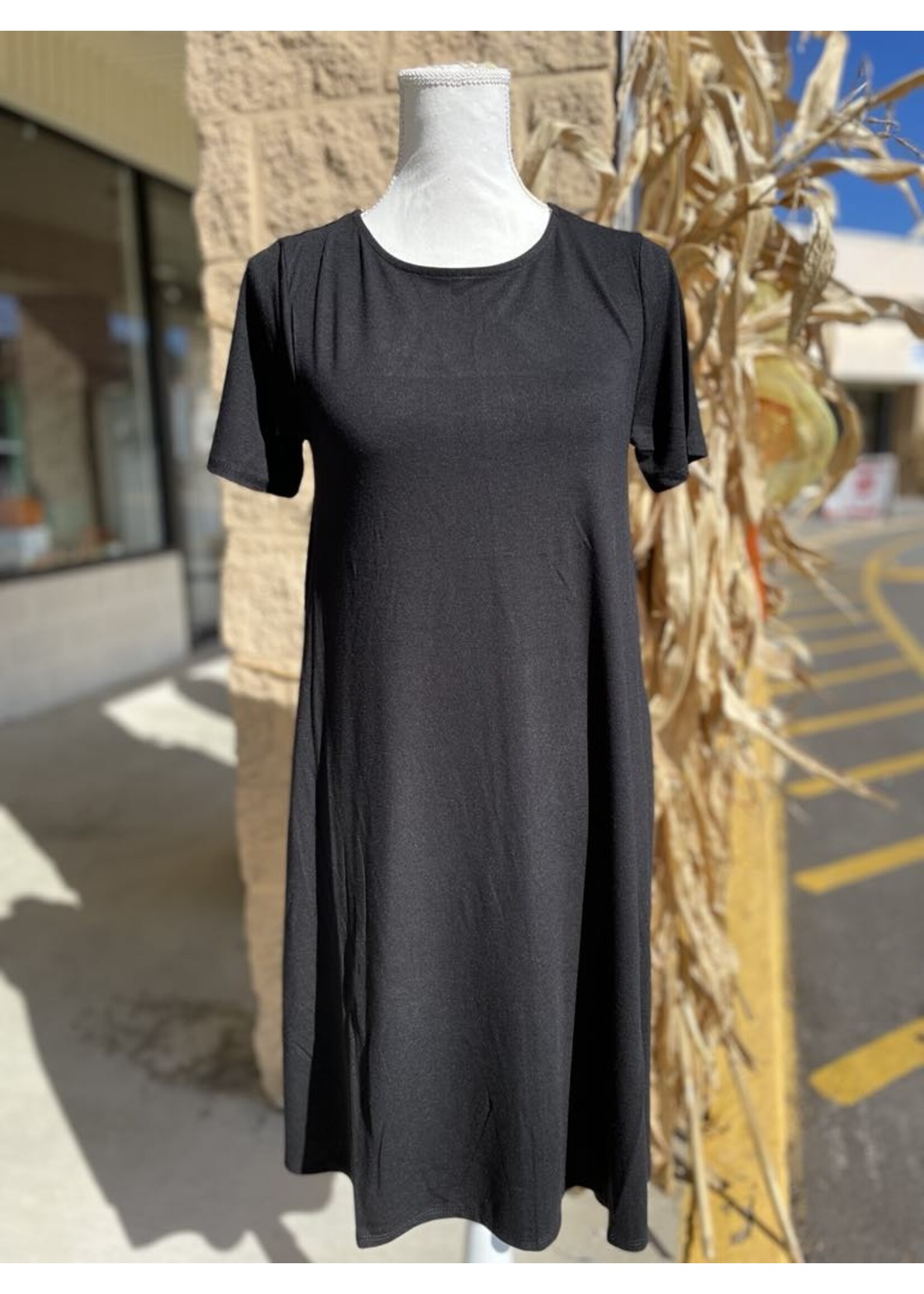 Zenana Black Flared SS Tshirt Dress