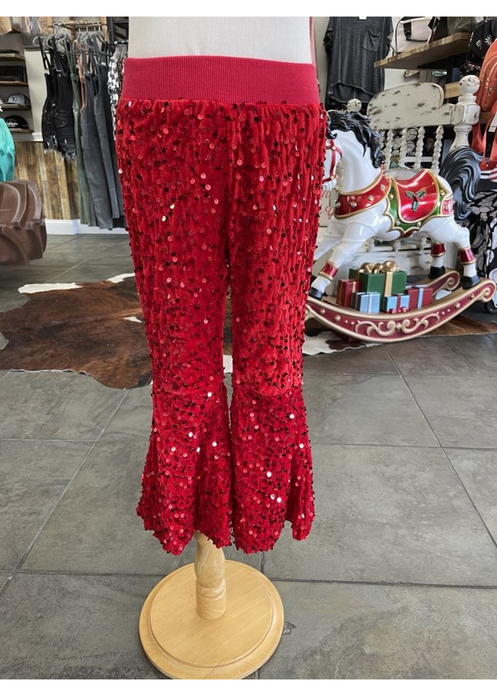 Red Sequin Kids Pants