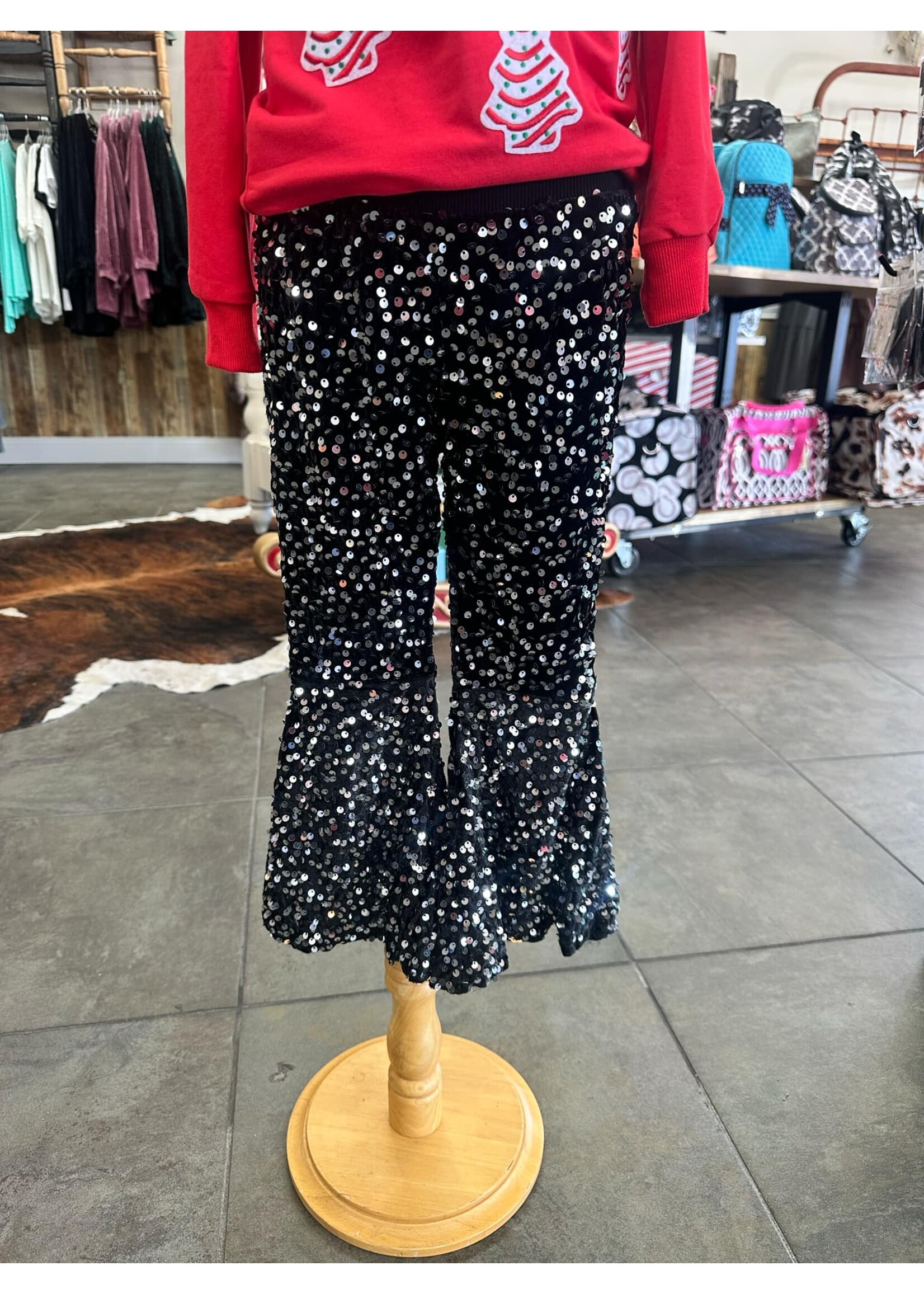 Black Sequin Kids Pants