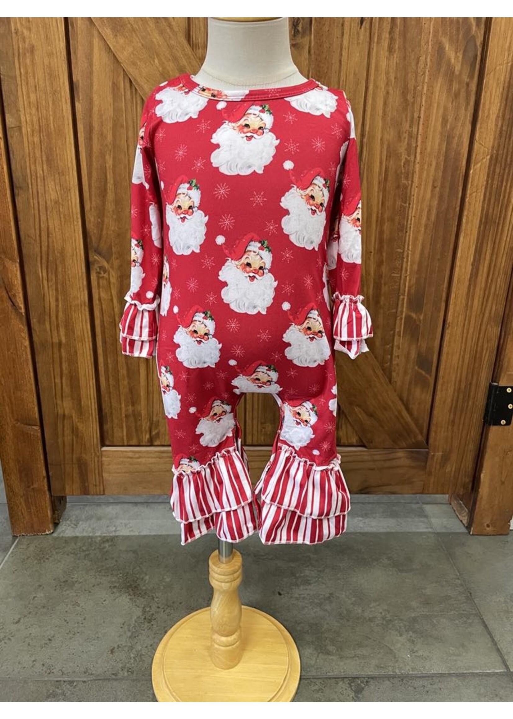 Clover Cottage Santa Stripes Baby Romper