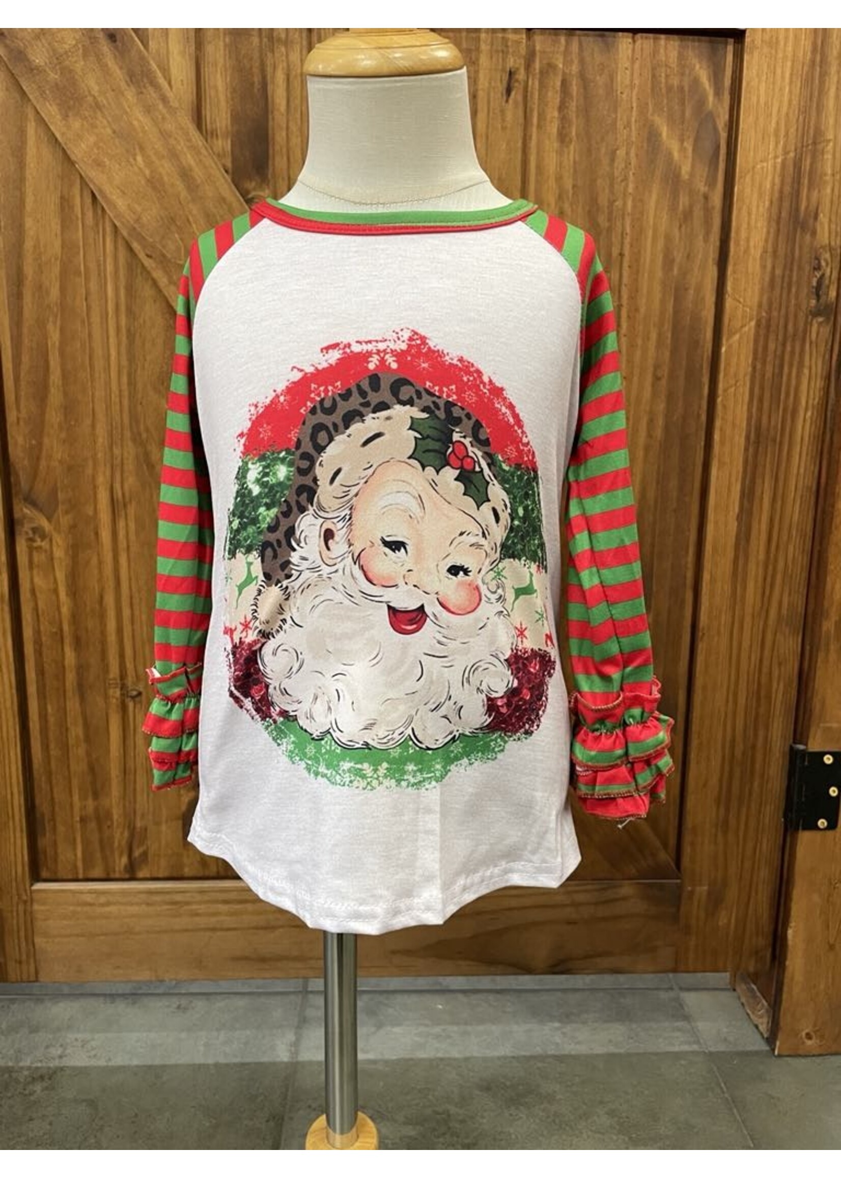 Clover Cottage Santa Stripe Raglan