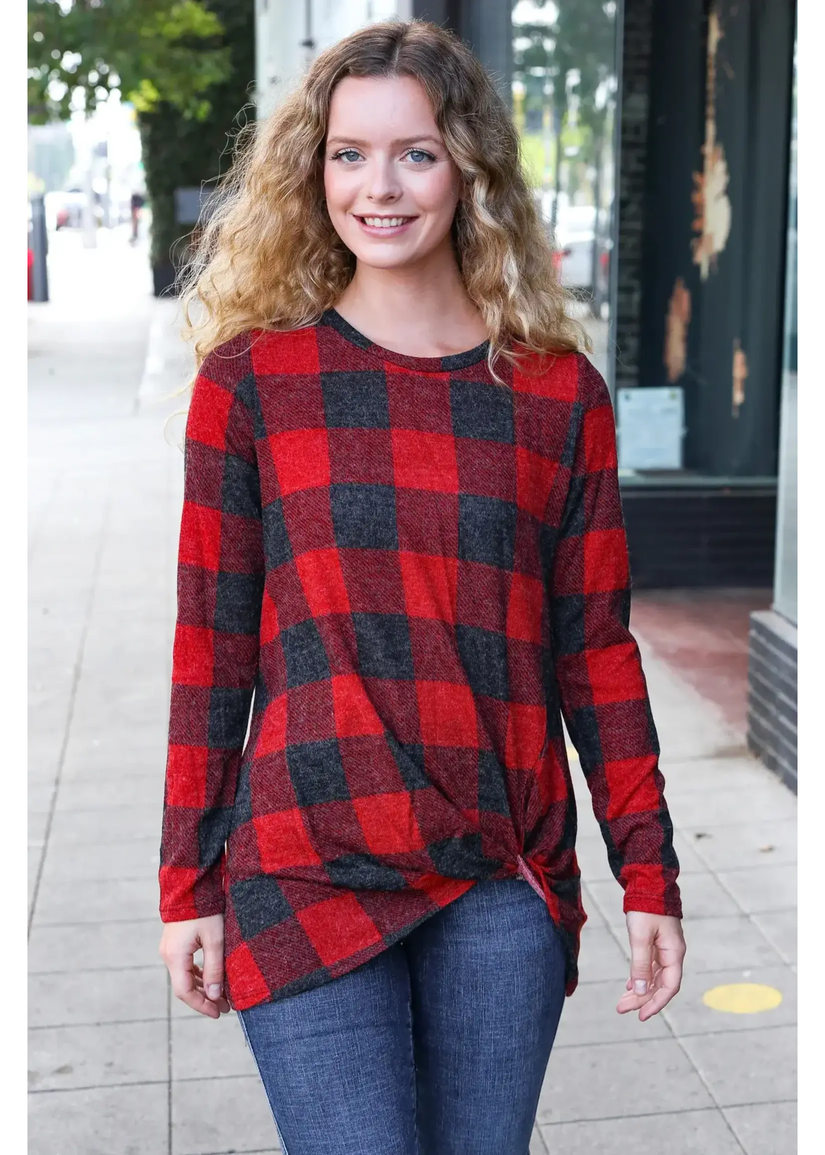 Red & Black Casey Twist Top