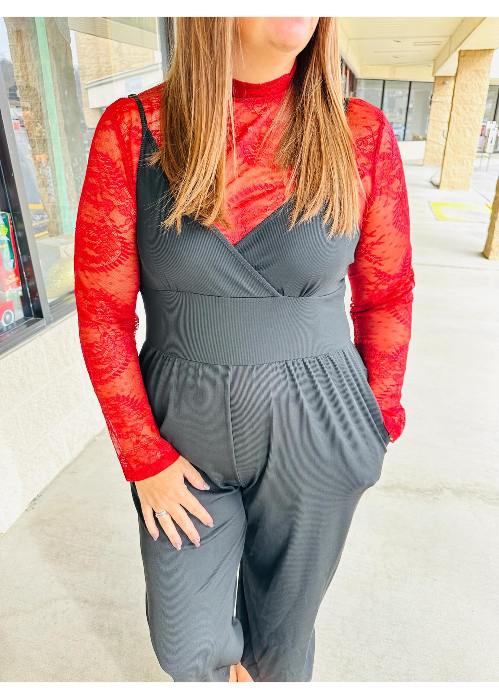 Sterling kreek Write it in Red Lace Top