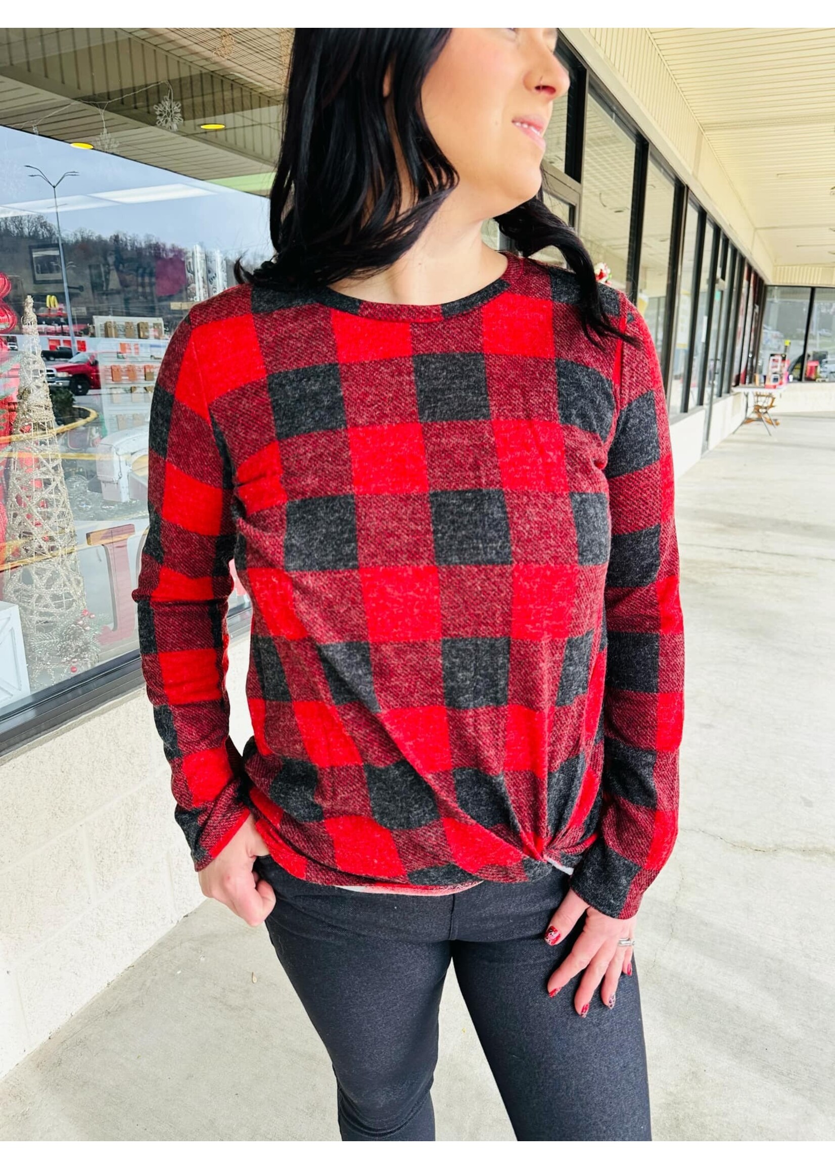Red & Black Casey Twist Top