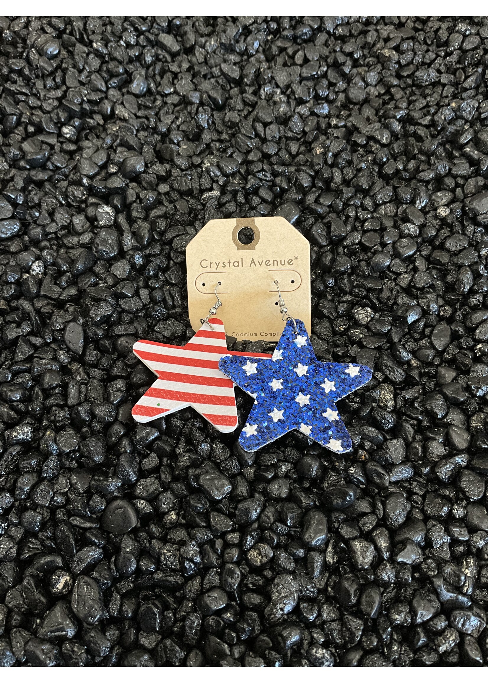 USA Glitter Star Stripes Hook Earrings