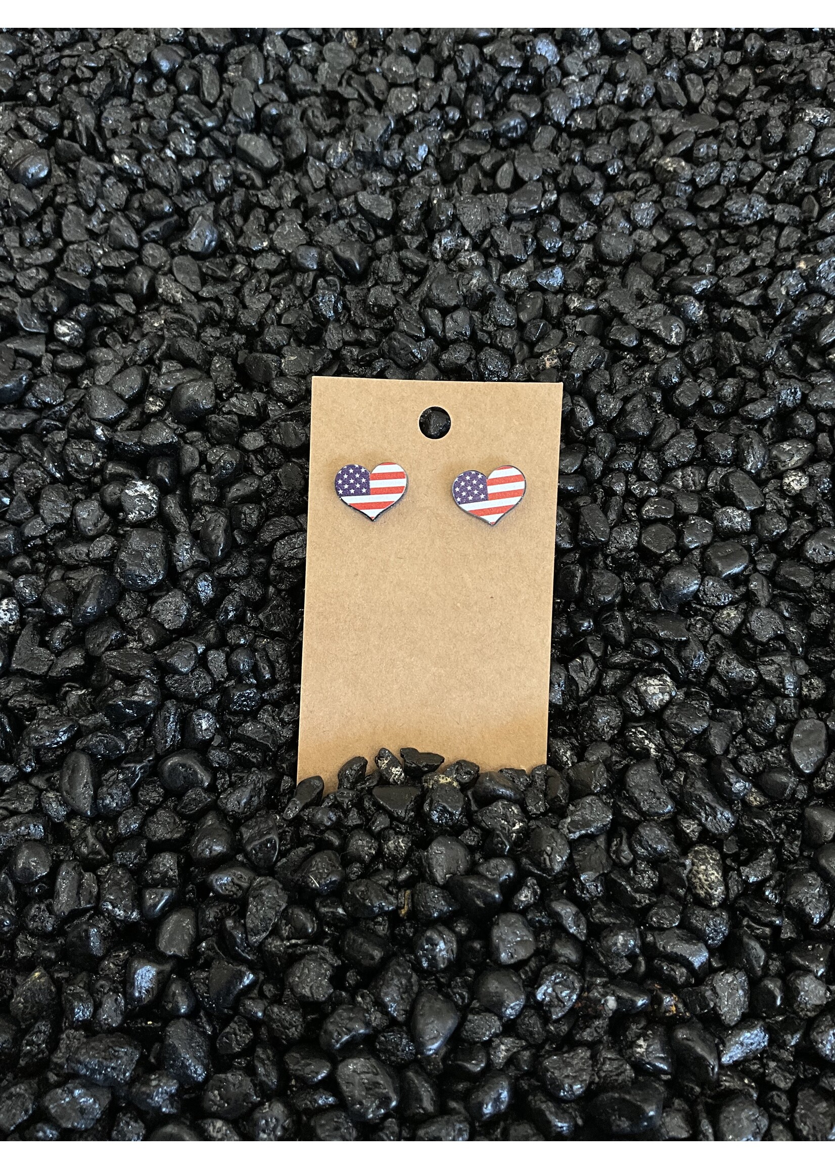 USA Heart Stud Earrings