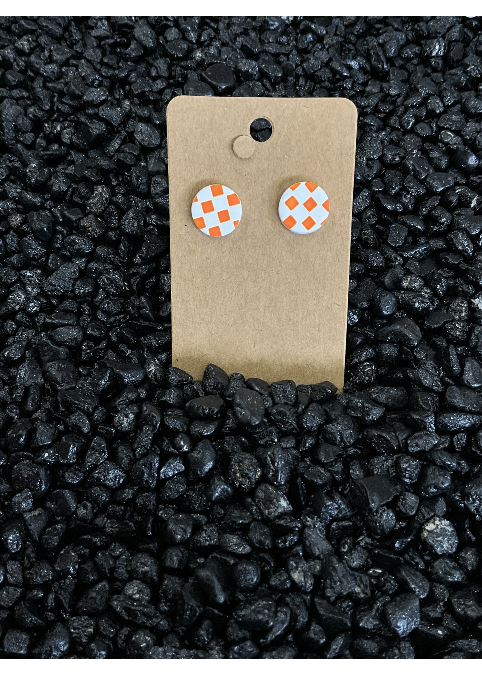 Checkered Circle Studs