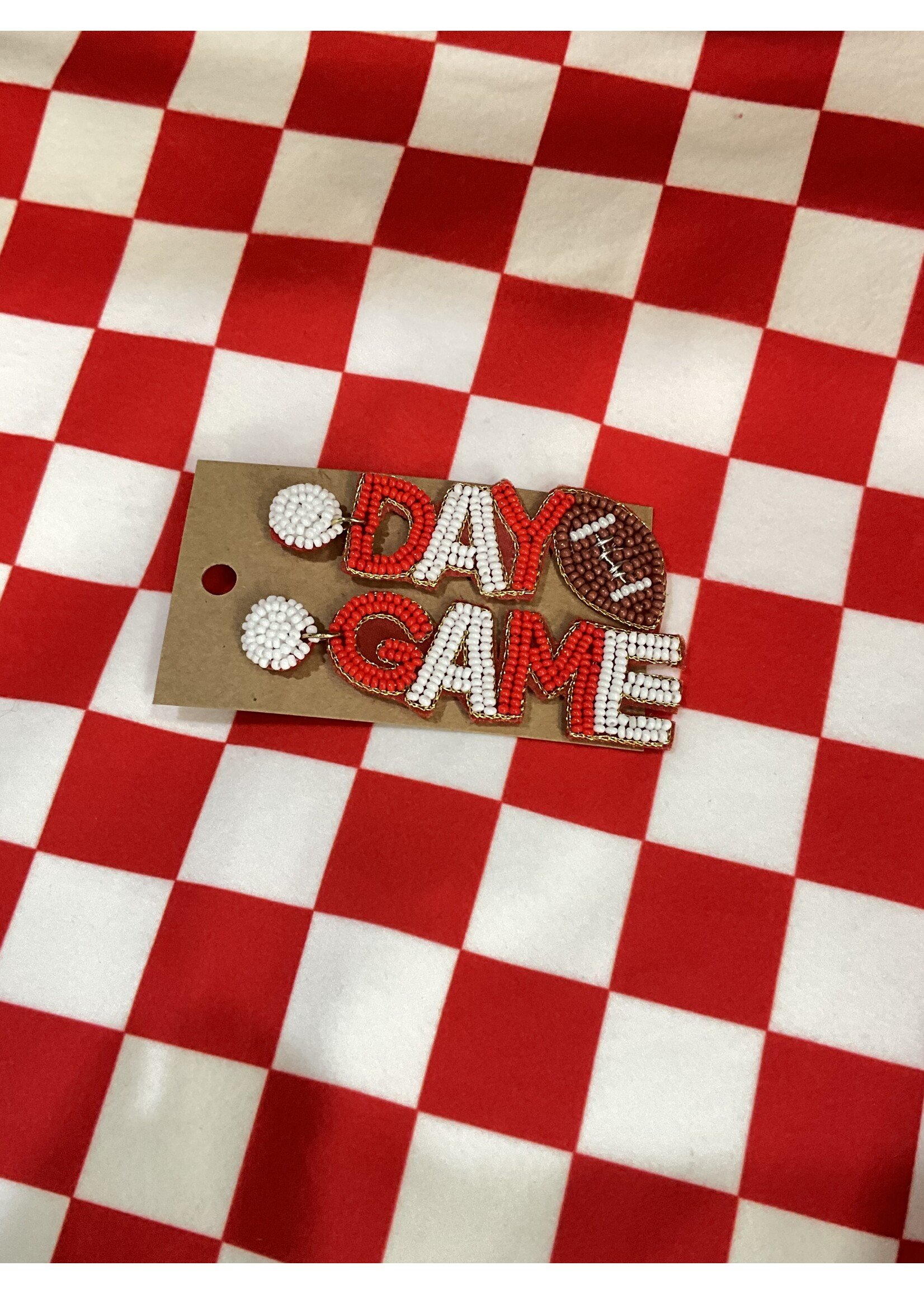 Red & White Game Day Seed Bead Earrings
