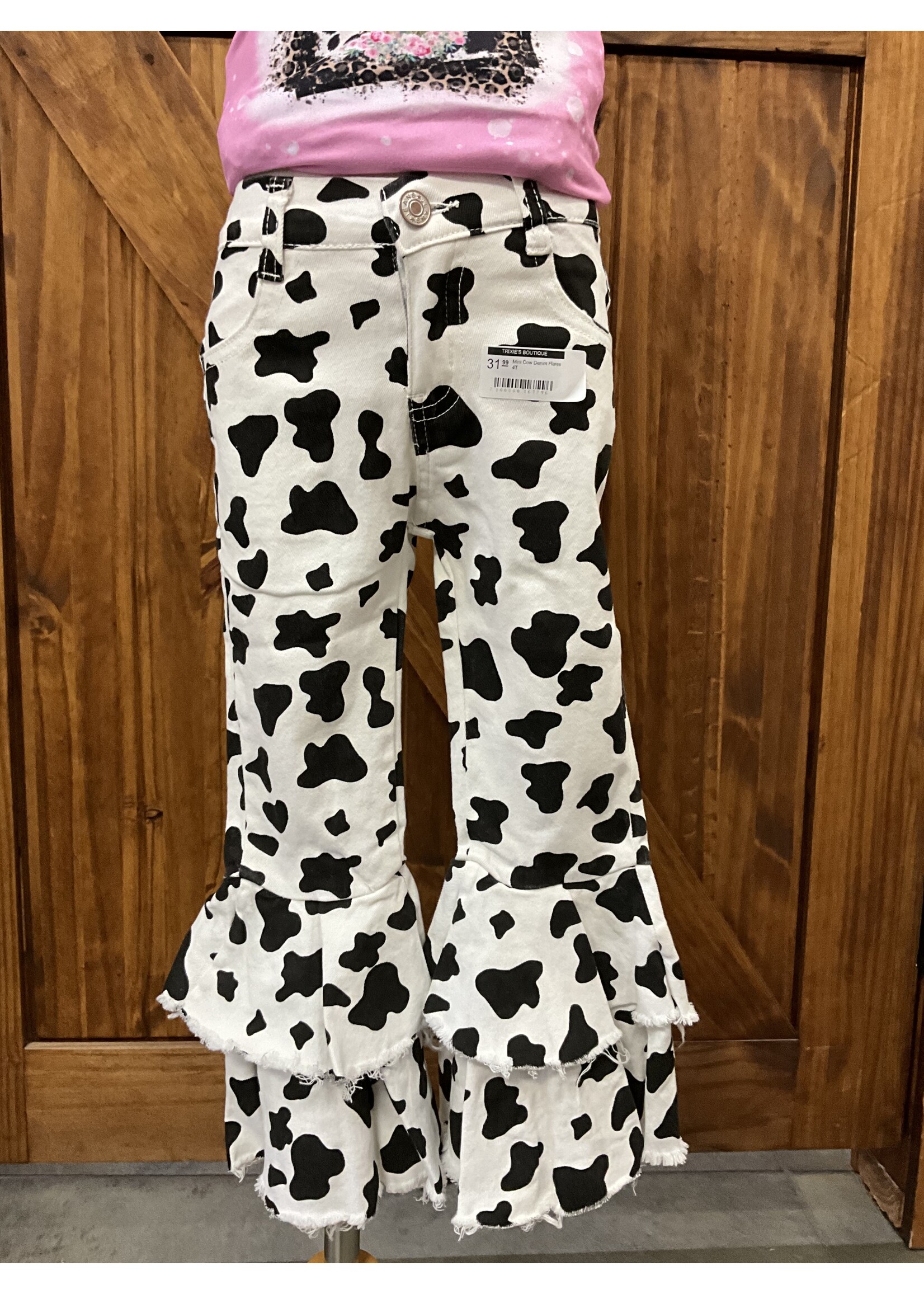 Clover Cottage Mini Cow Denim Flares