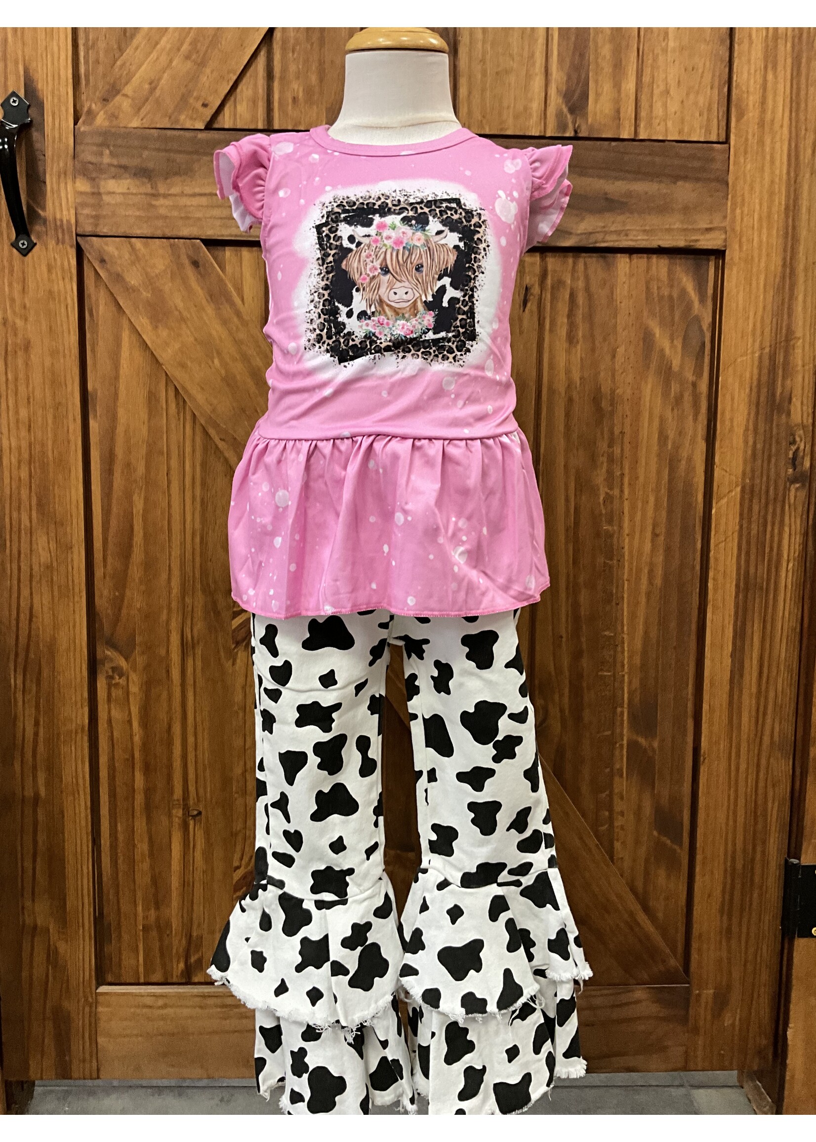 Clover Cottage Mini Cow Denim Flares