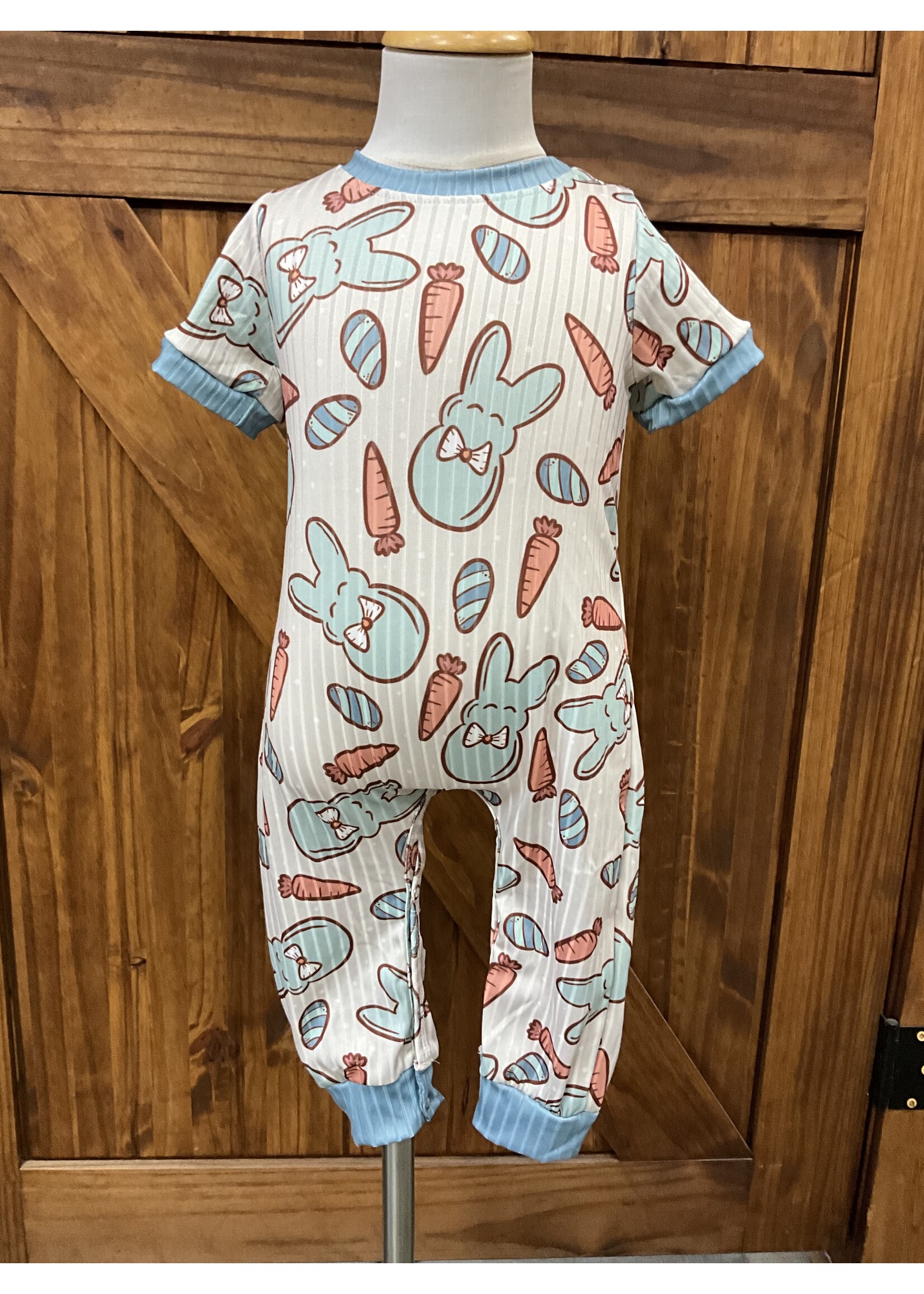Clover Cottage Bunny Blue Boy Romper