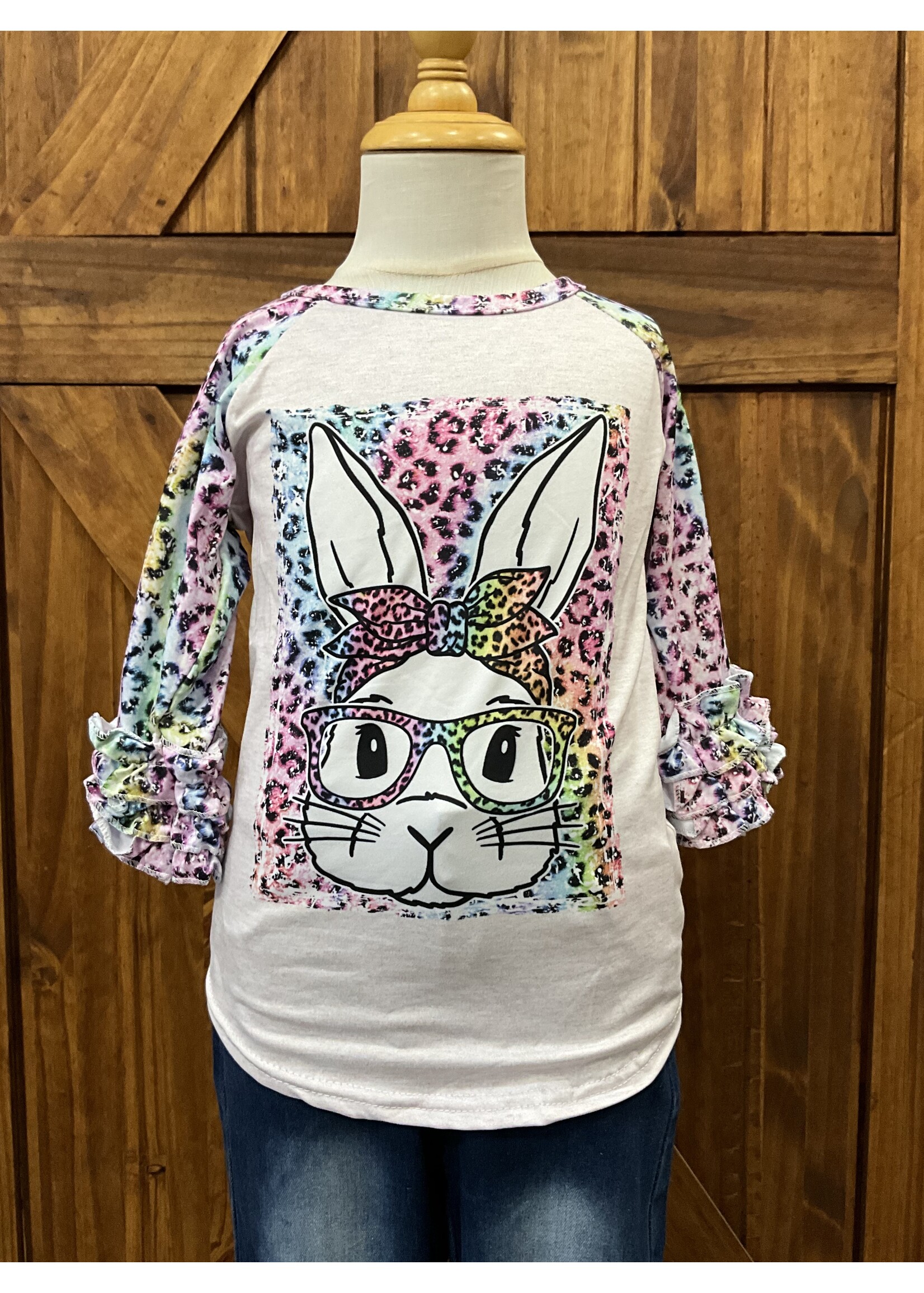 Clover Cottage Rainbow Leo Bunny Raglan
