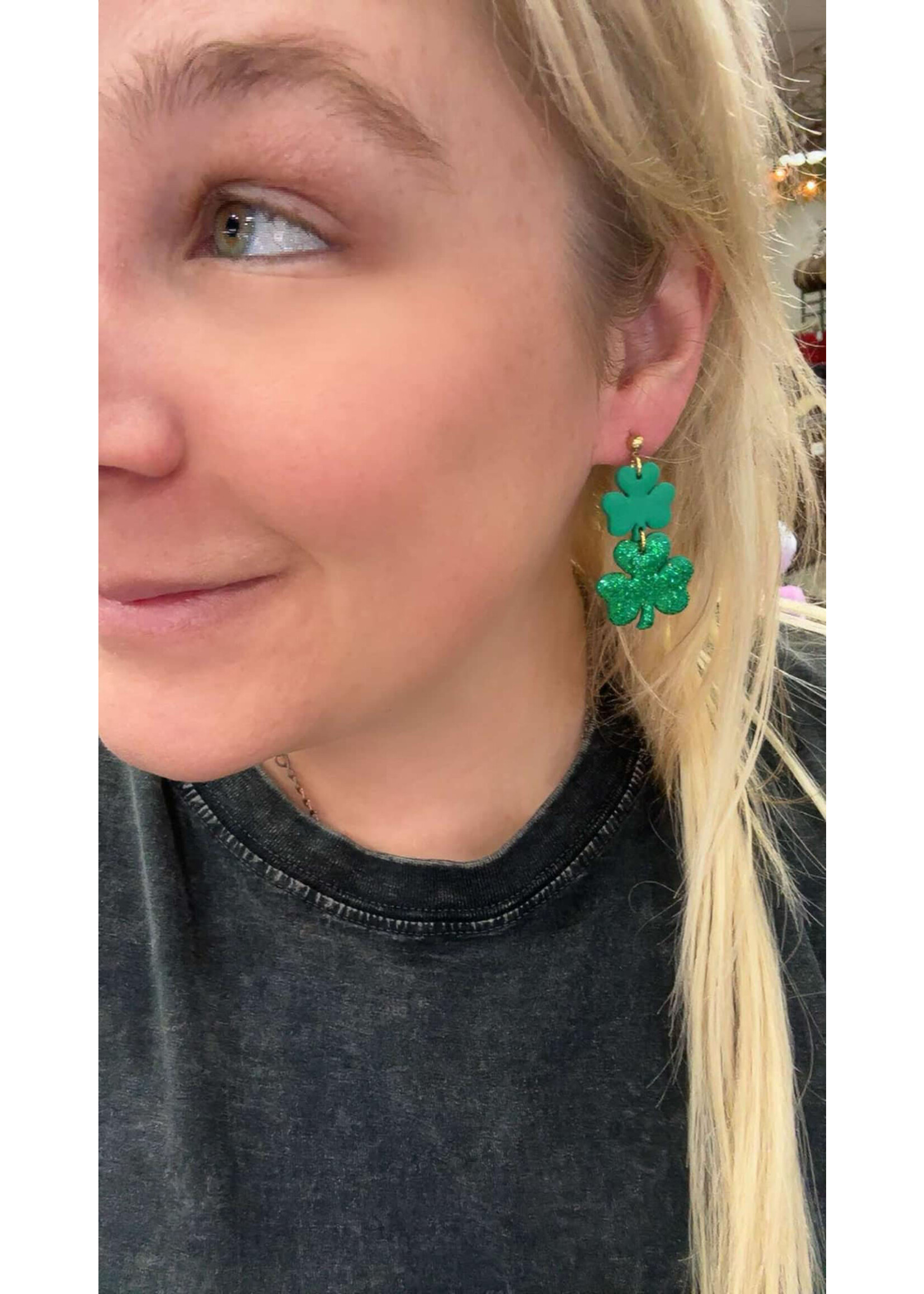 EJ Clay Co Shamrock Dangle Earrings