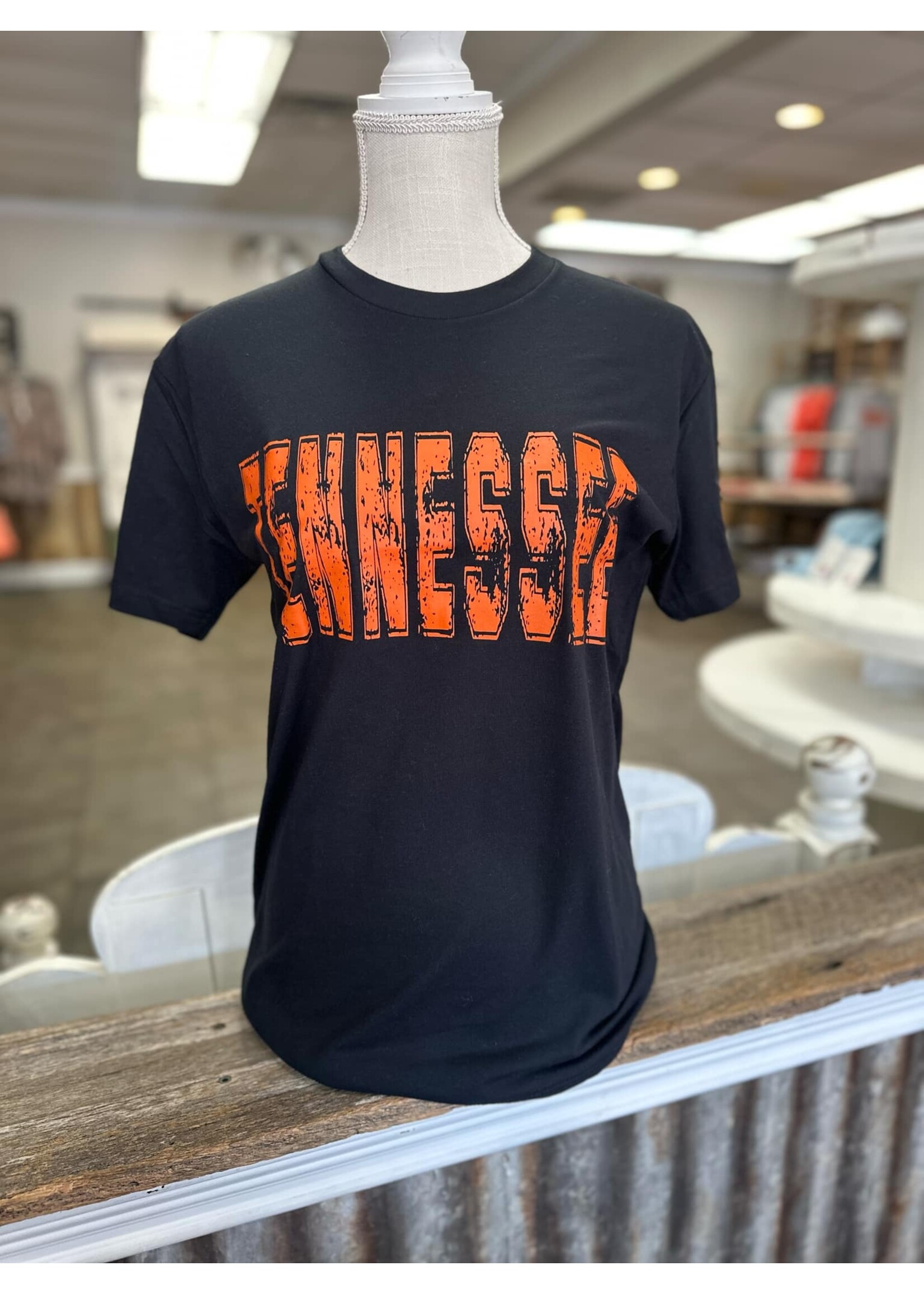 Black Distressed Tennessee Tee
