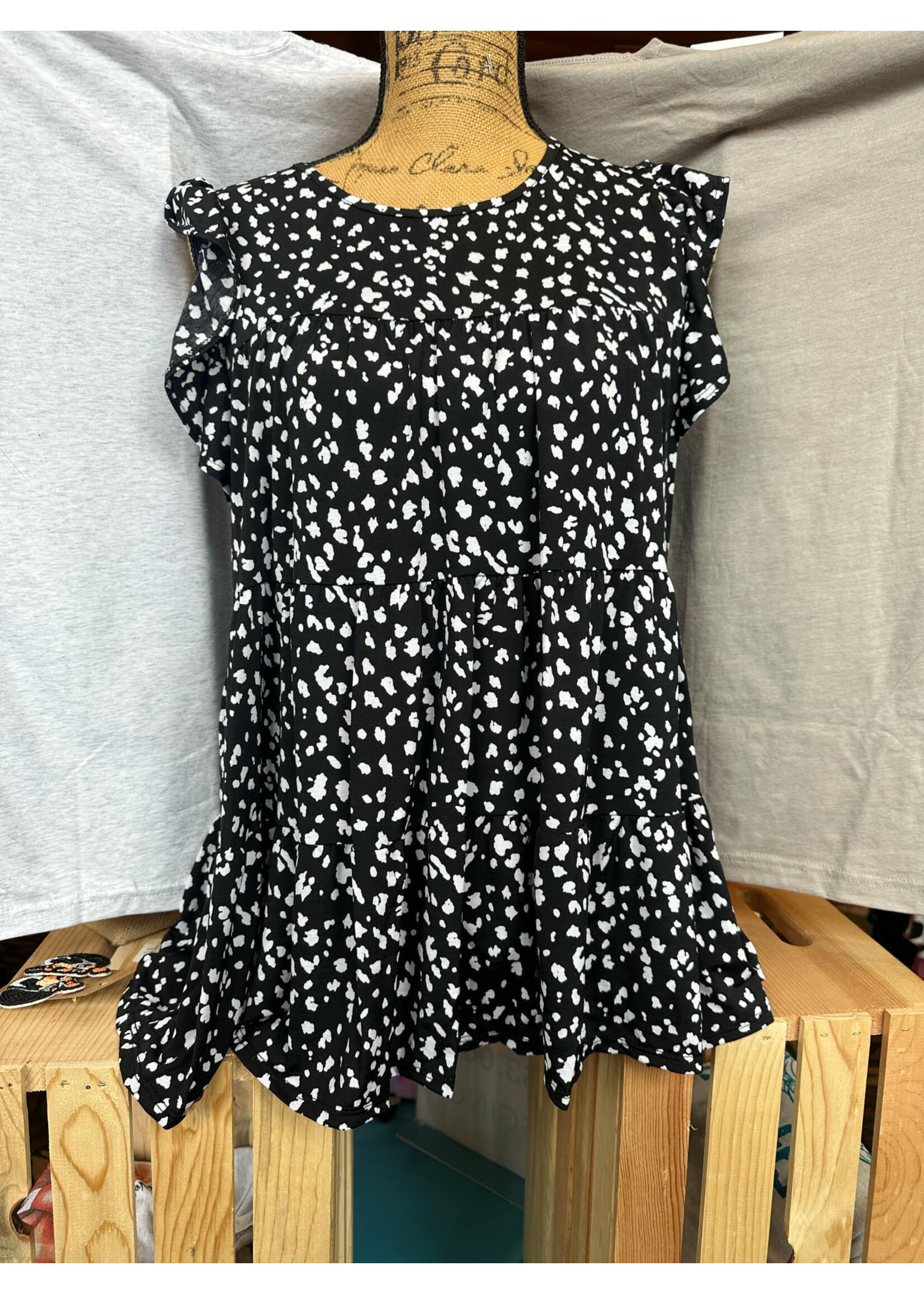 Hemish Black / Ivory Flowy Top
